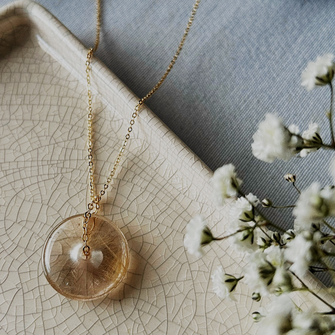 Golden Rutile Donut Necklace