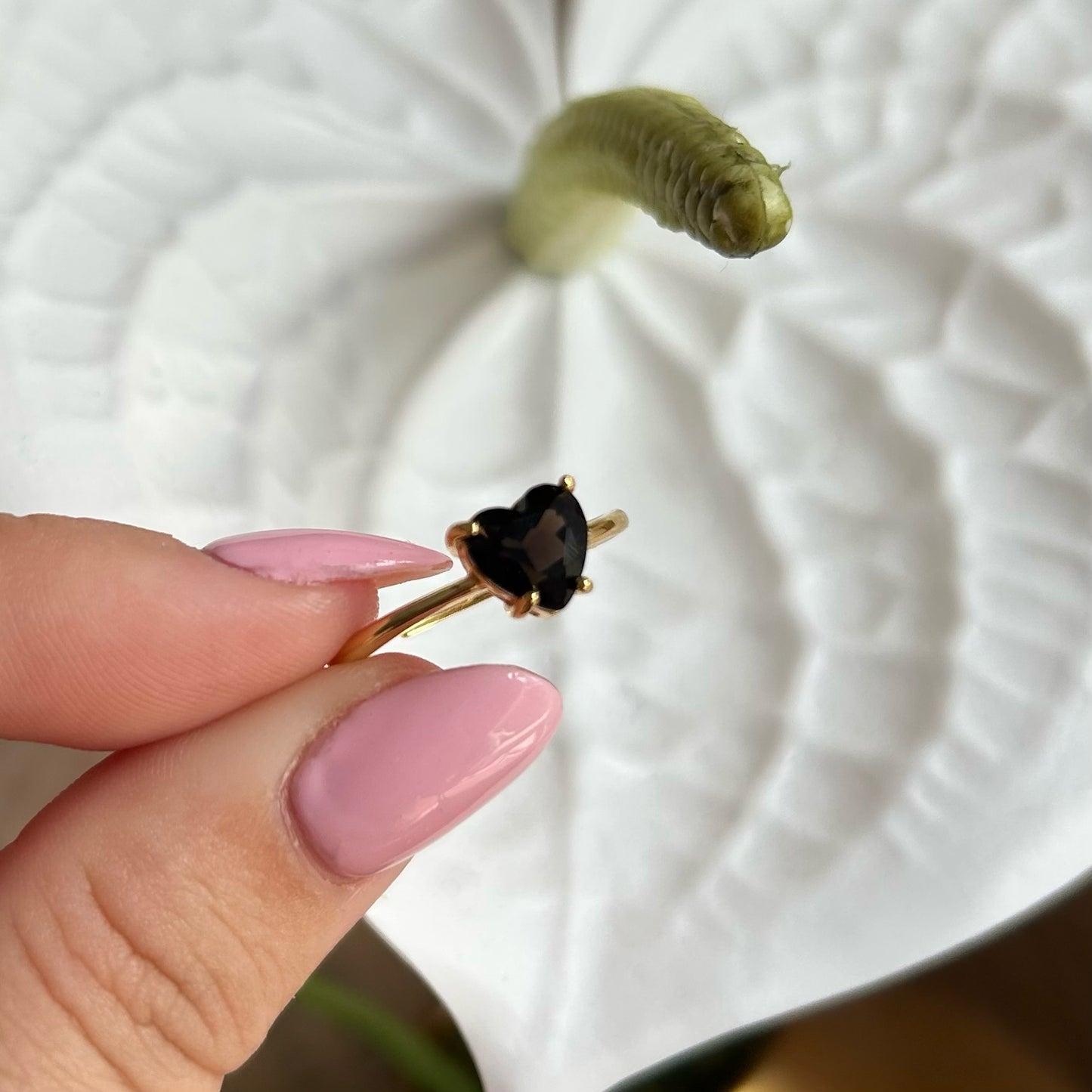 Smokey Quartz Heart Ring