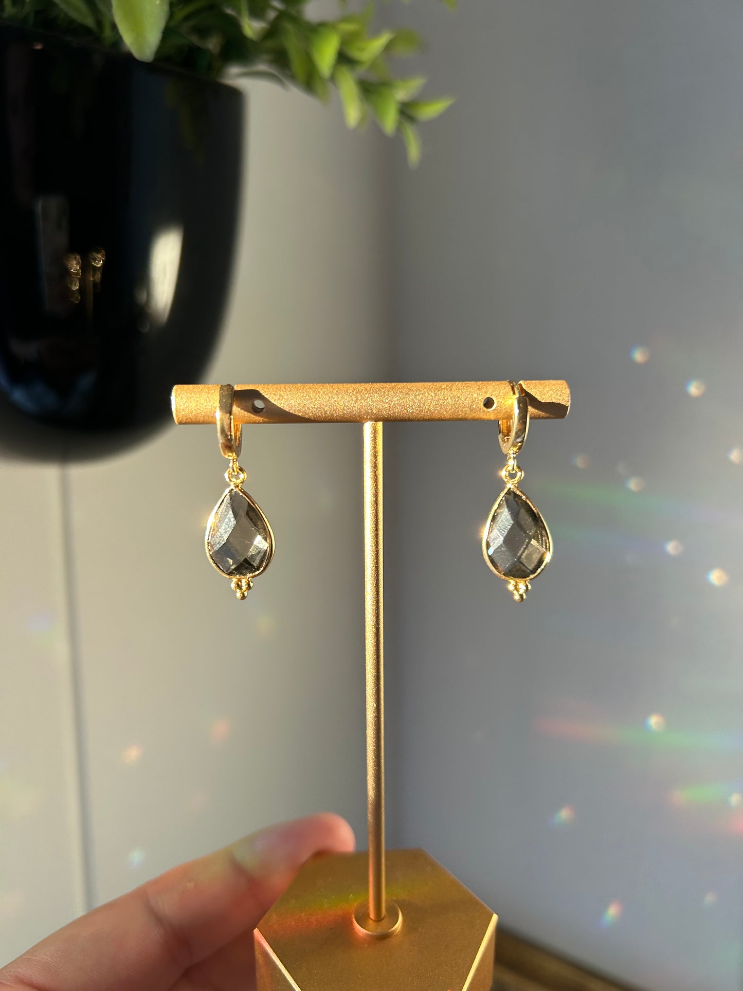 Roxy Smoky Quartz Huggies