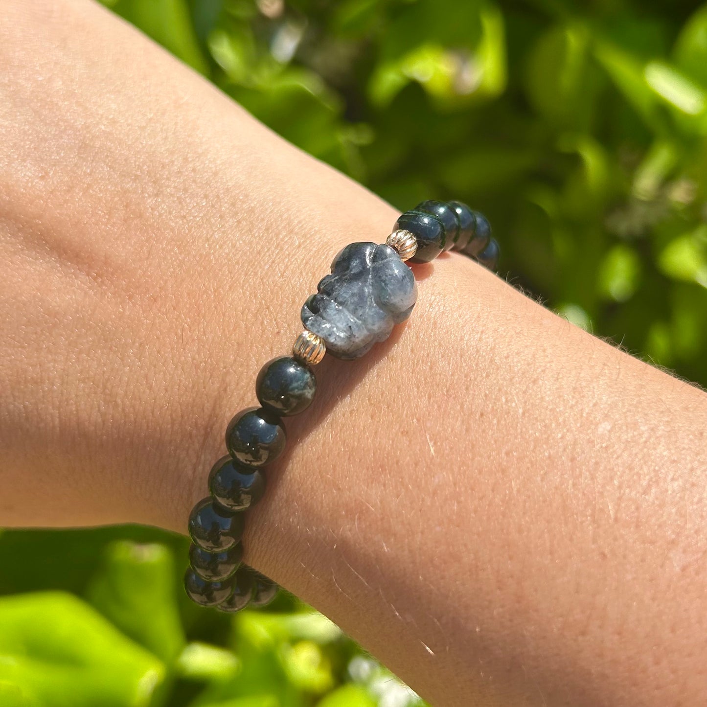 Dark Jade Frog Bracelet