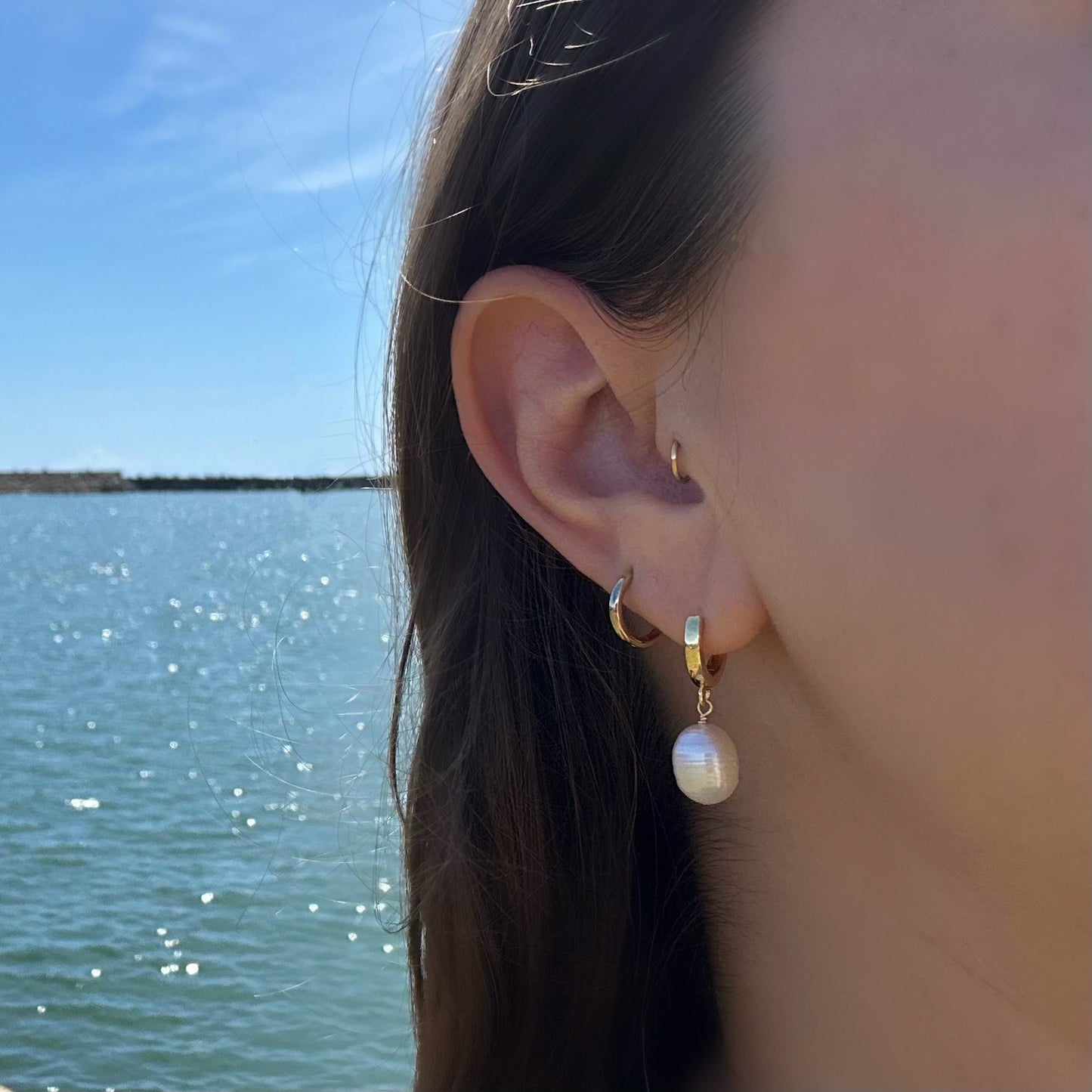 Elena White Pearl Huggies