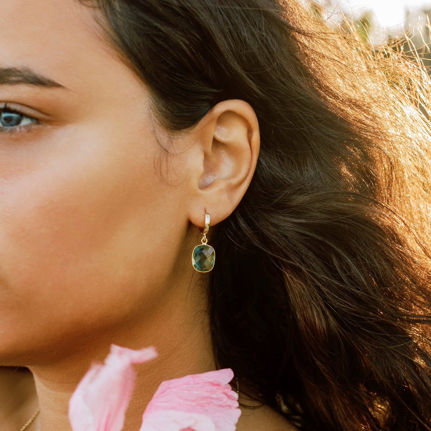 Maia Green Amethyst Huggies