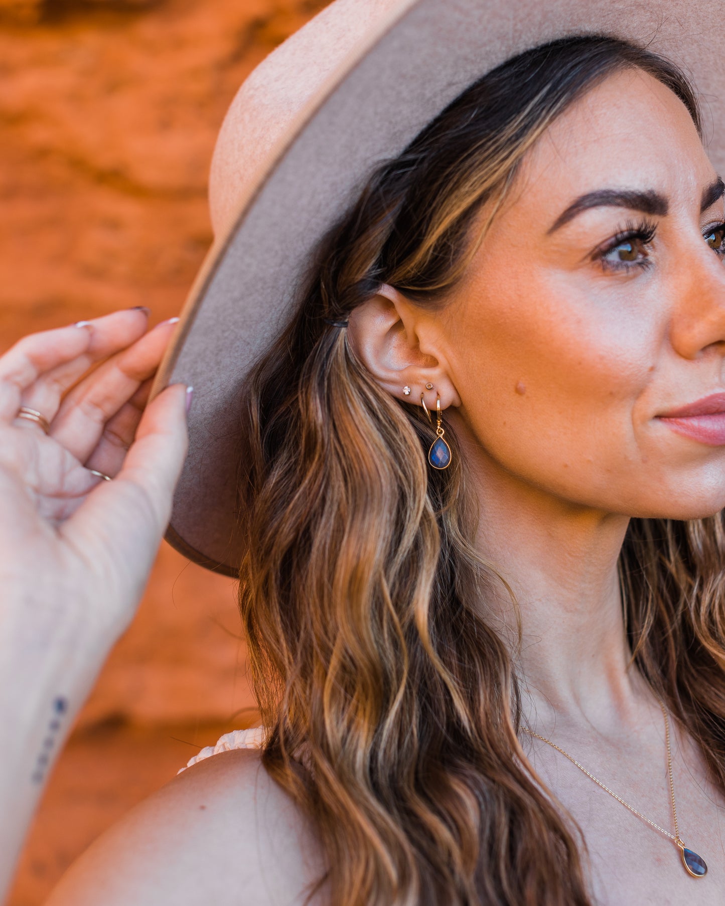 Lenny Labradorite Huggies