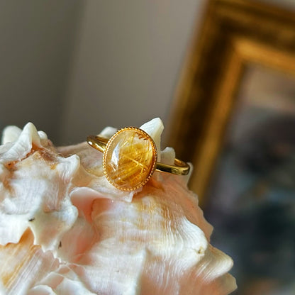 Golden Rutilated Quartz Ring