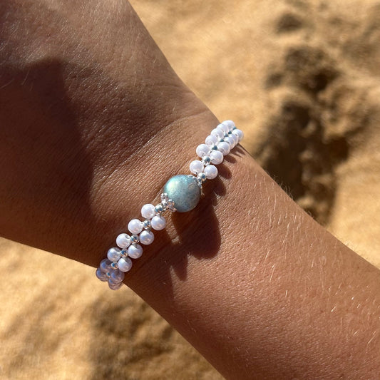 Labradorite and Pearl Bracelet