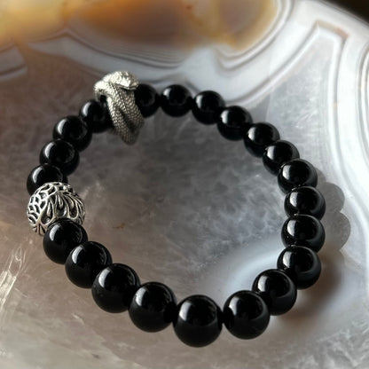 Obsidian Snake Bracelet