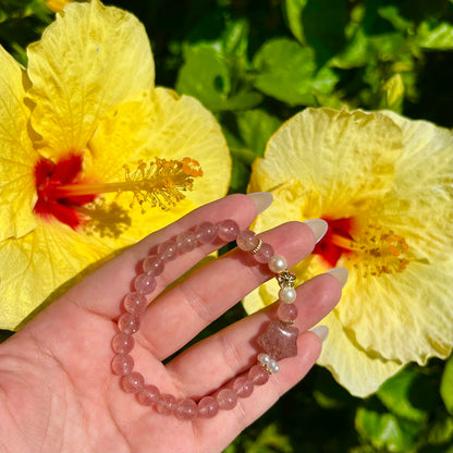 Strawberry Quartz Stretchy Star Bracelet