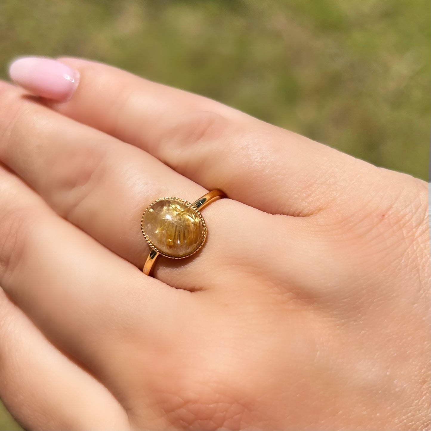 Golden Rutilated Quartz Ring