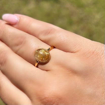 Golden Rutilated Quartz Ring