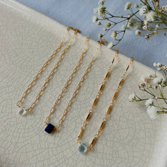 Dainty Aquamarine Gemstone Necklace