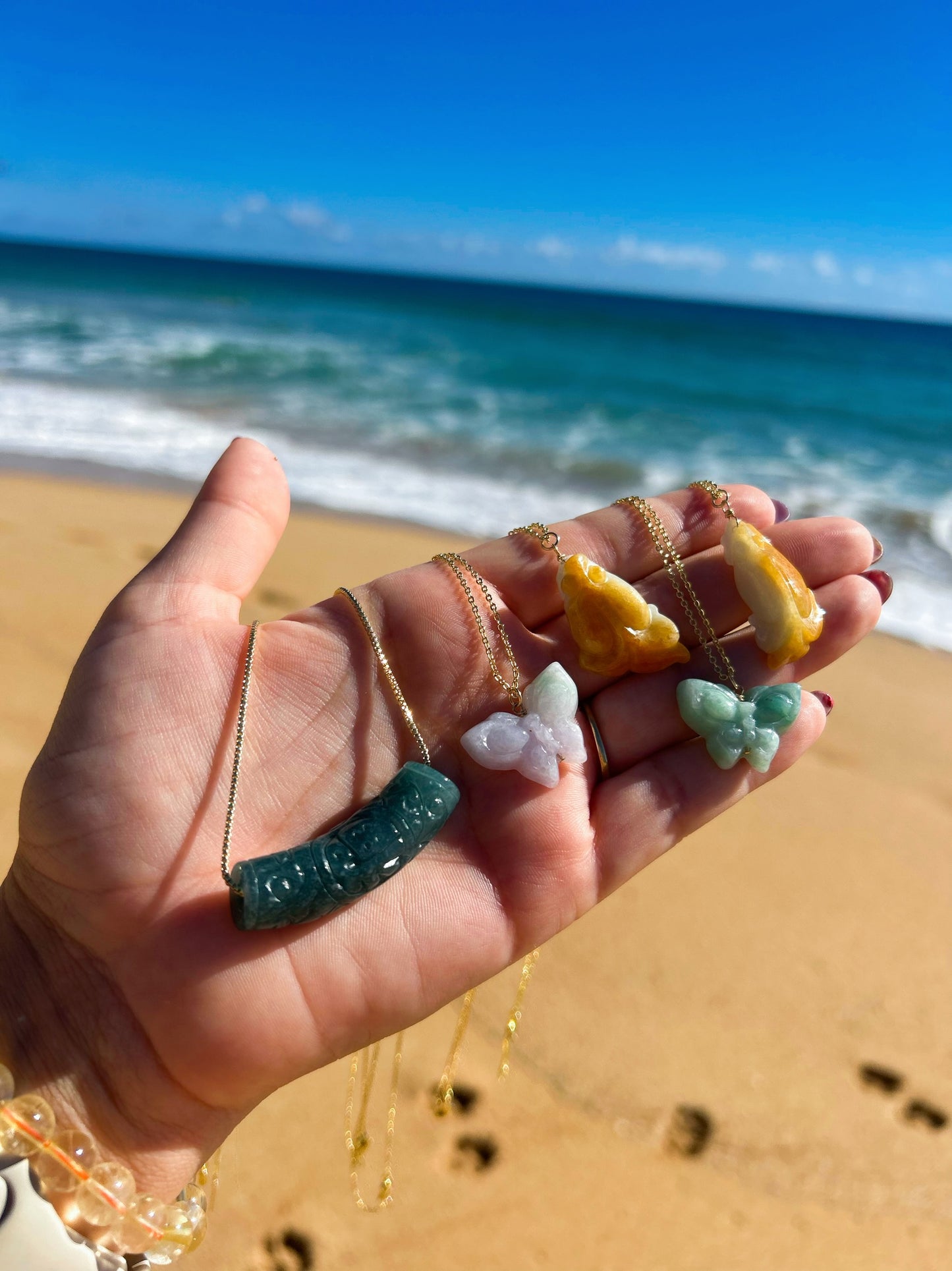 Blue Water Jade Barrel Necklace
