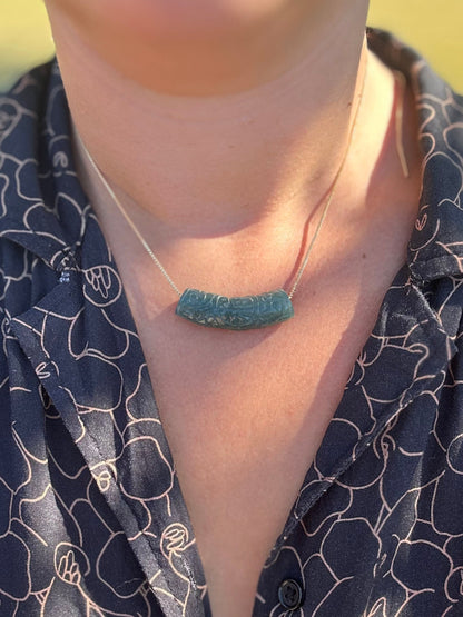 Blue Water Jade Barrel Necklace