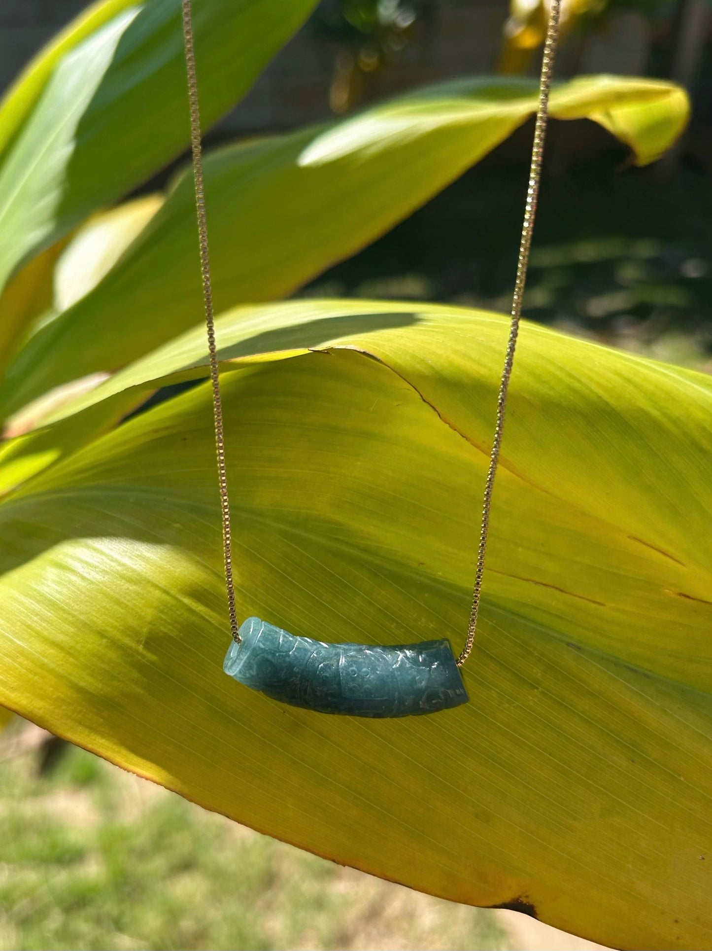 Blue Water Jade Barrel Necklace