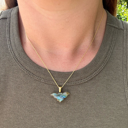 Morticia Labradorite Bat Necklace