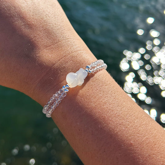 White Agate Clear Quartz Puppy Bracelet