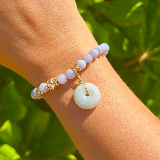 Jade Donut & Angelite Bracelet