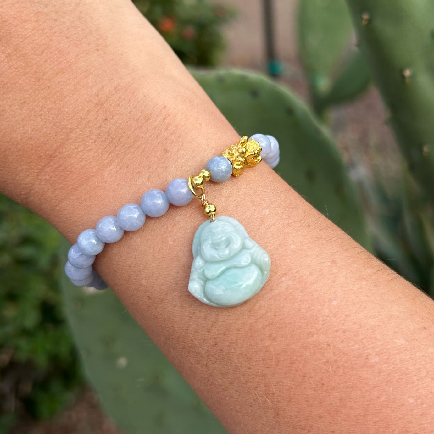 Buddha Jade & Angelite Bracelet