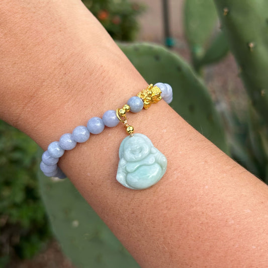 Buddha Jade & Angelite Bracelet