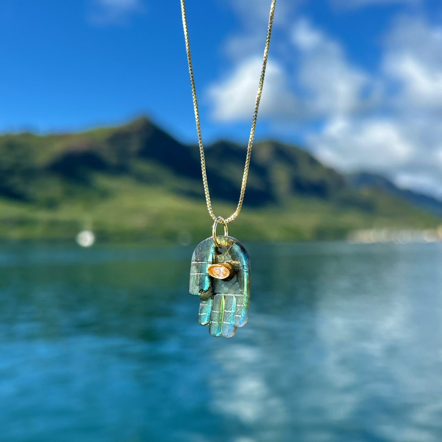 Labradorite Hamsa Necklace