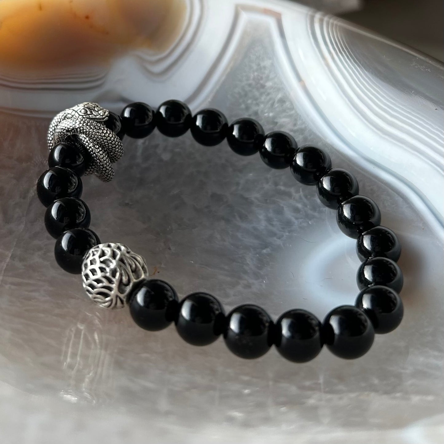 Obsidian Snake Bracelet