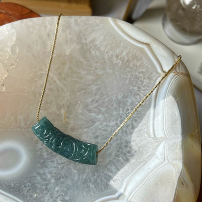 Blue Water Jade Barrel Necklace