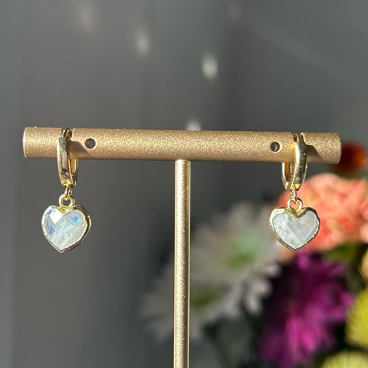 Maddi Moonstone Heart Huggies