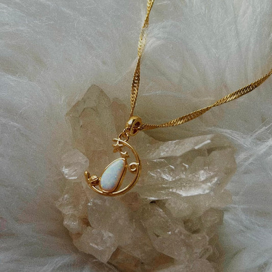 Mystical Opal Moon Necklace